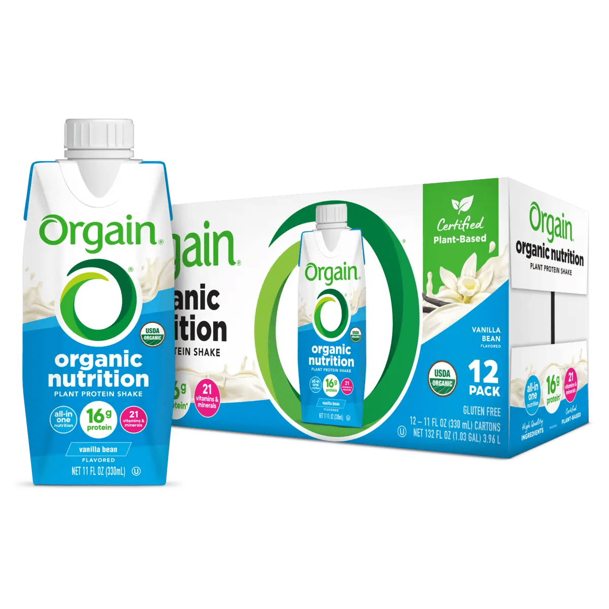Orgain Organic Vegan Plant Based Nutritional Shake, Vanilla, CS/12 - 851770003223 - LL Medico