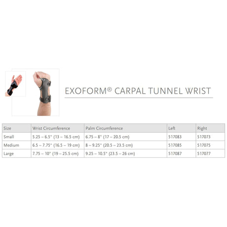 Ossur Exoform Carpal Tunnel Wrist Splint, Low Profile, Black/Gray - 517073-Single - LL Medico