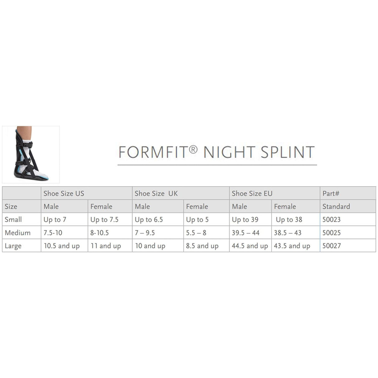 Ossur FormFit Night Splint, Adjustable Strap with Buckle Closure - 50023-Single - LL Medico