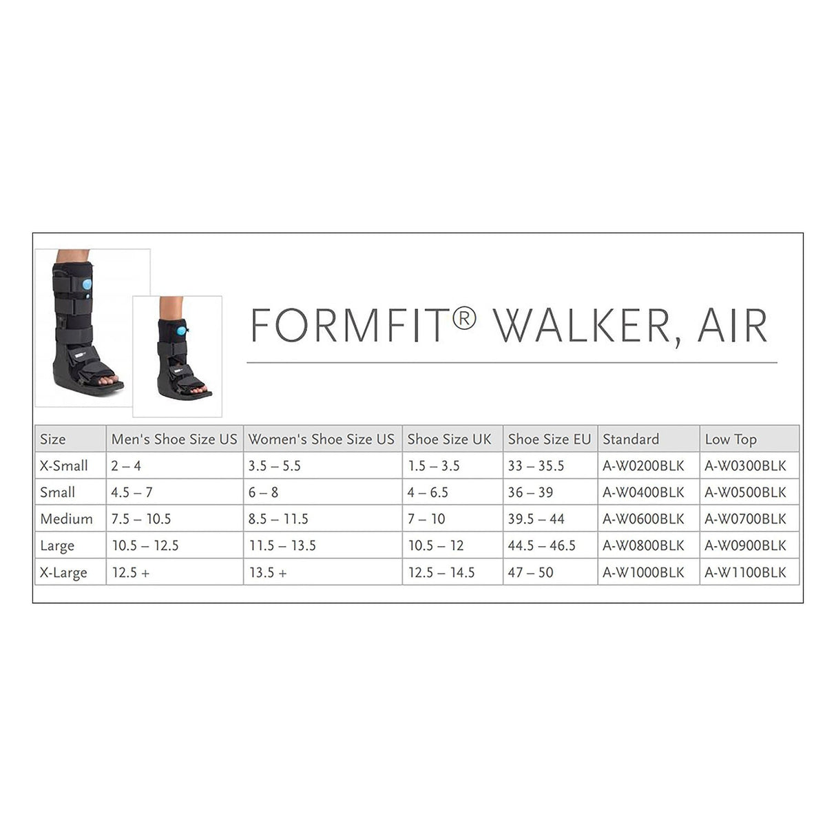Ossur Formfit Walker Air Pneumatic Walker Boot, Medium - A-W0600BLK-Single - LL Medico