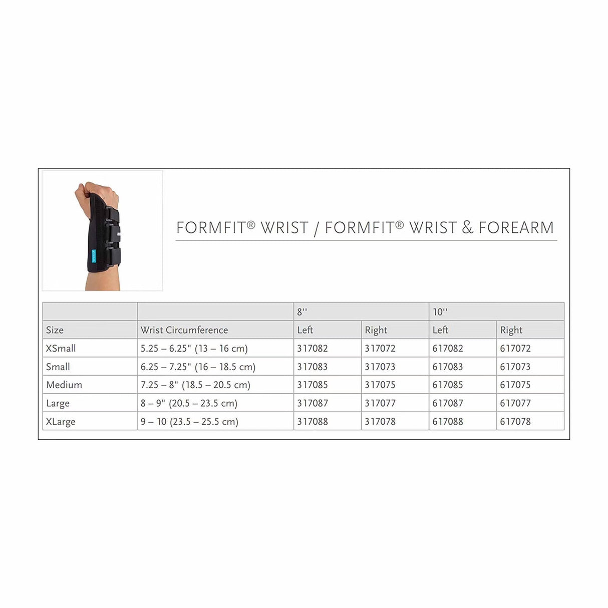 Ossur Formfit Wrist Brace, Aluminum Stay, Left Hand, Black - 317082-Single - LL Medico