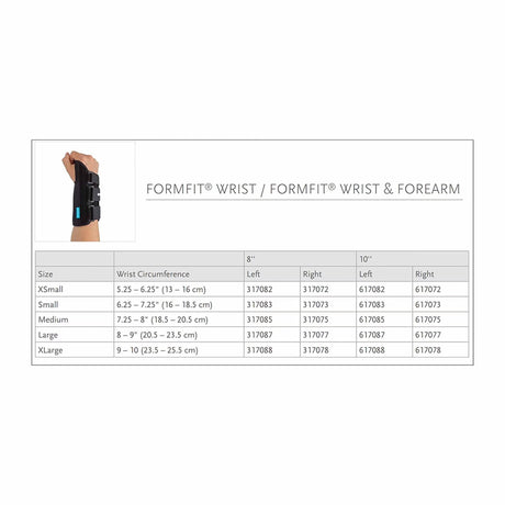 Ossur Formfit Wrist Brace, Aluminum Stay, Left Hand, Black - 317082-Single - LL Medico