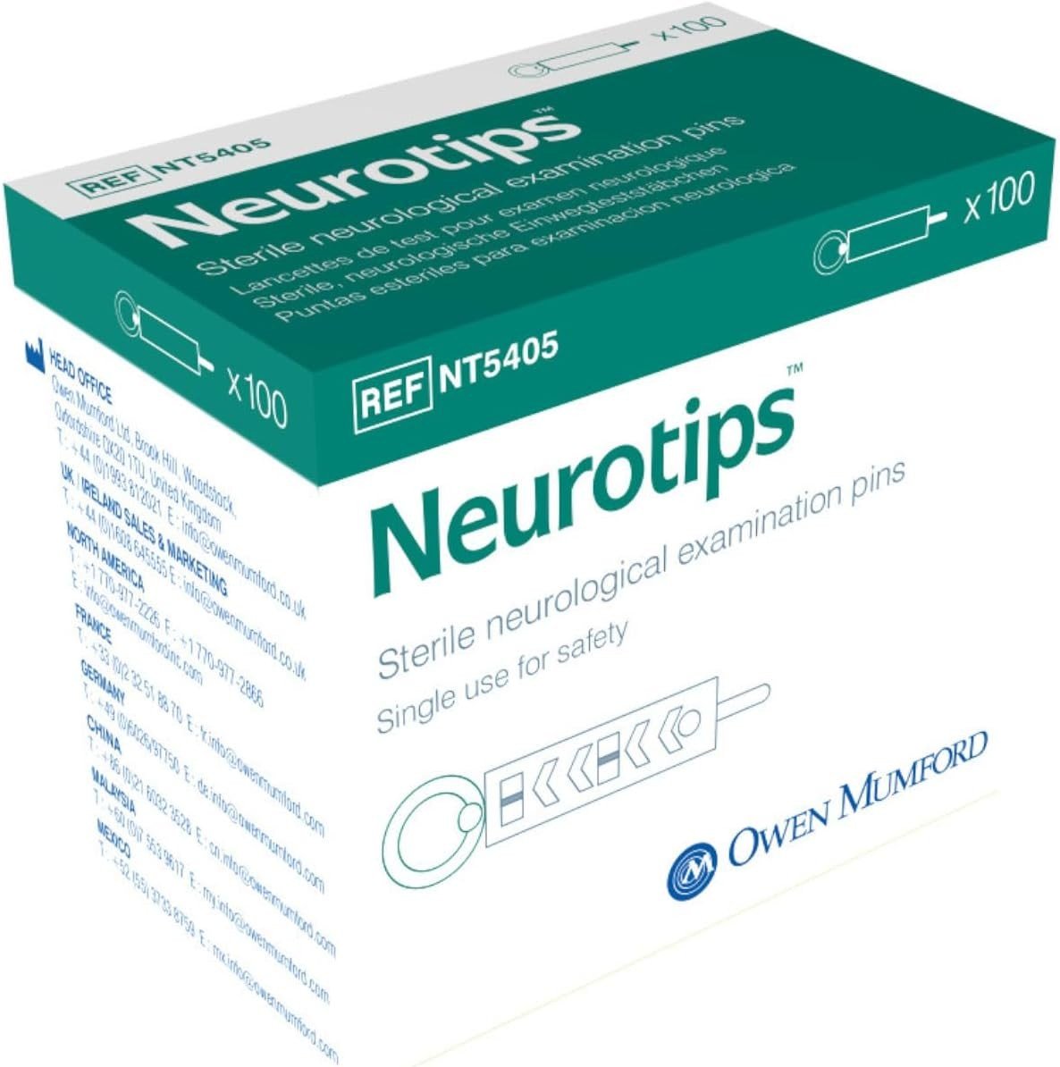 Owen Mumford Neurotips Neurological Examination Pins, 100 Count - NT5405-Box - LL Medico