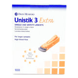 Owen Mumford Unistik 3 Extra Safety Lancets, 21 Gauge, 100 Count - AT1012 - LL Medico