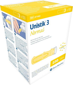 Owen Mumford Unistik 3 Safety Lancets, Normal, 23 Gauge - AT1002-Box - LL Medico