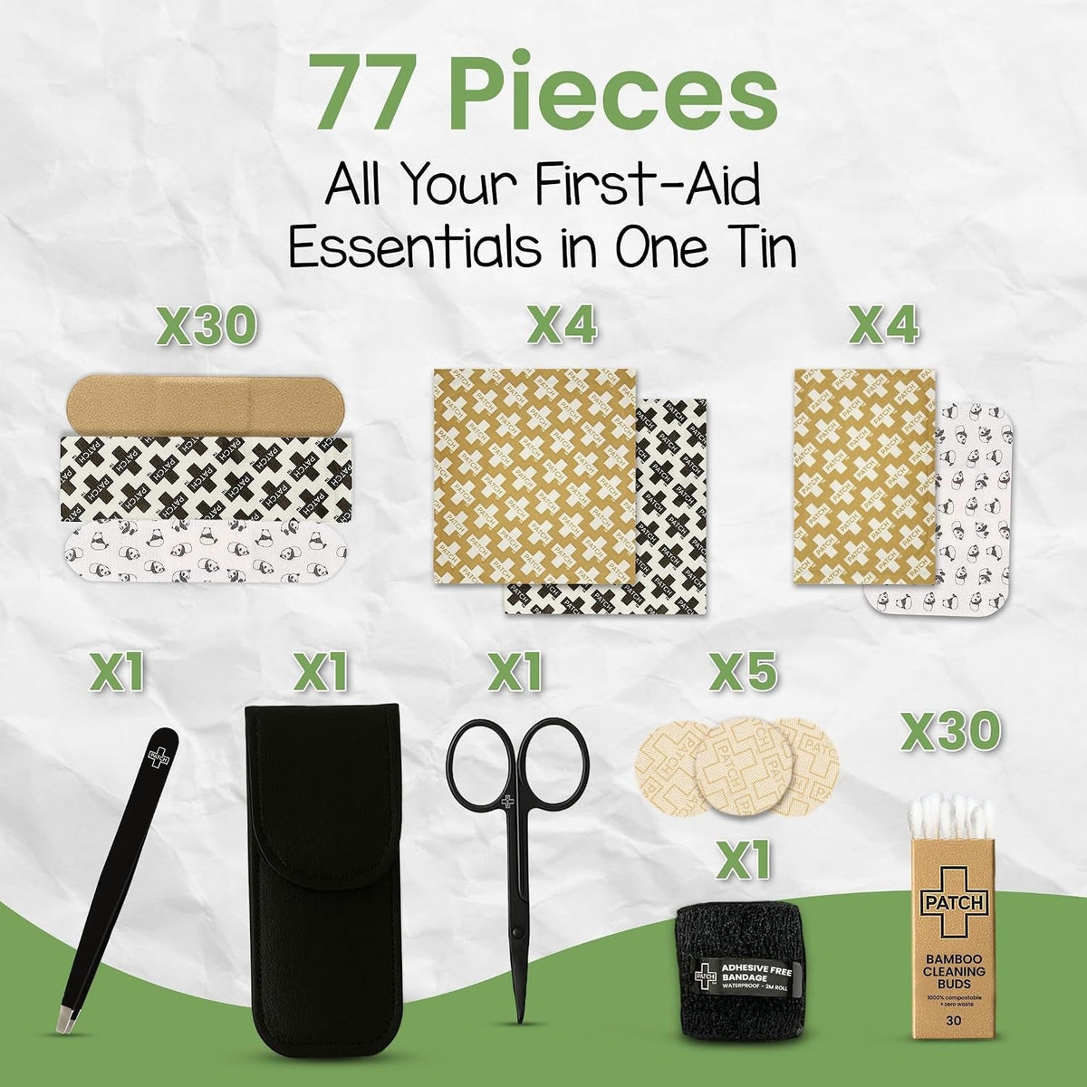 Patch Eco First-Aid Kit Tin Container, PFAS Free - EFAKITLGE-Box - LL Medico