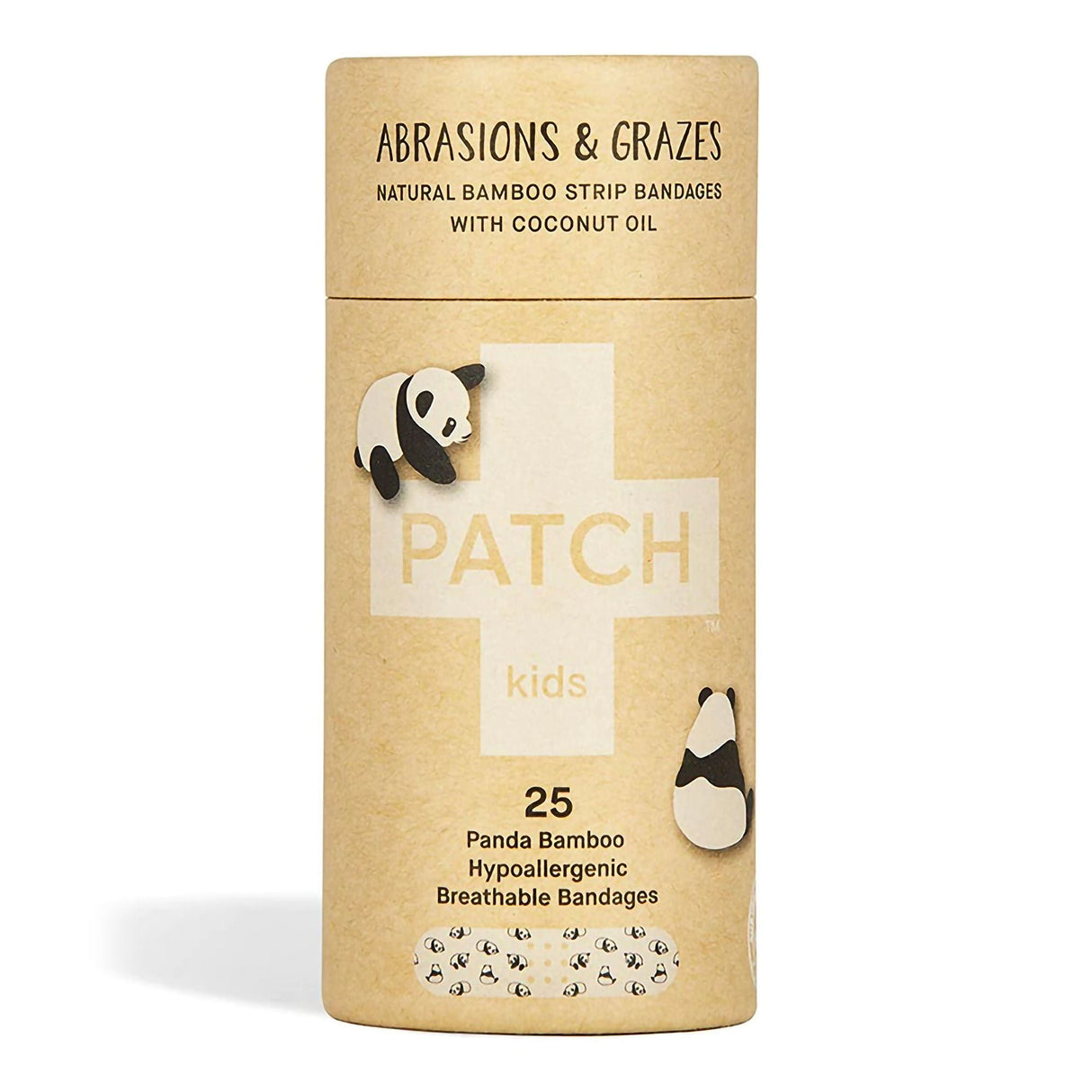 Patch Kids (Panda Design) Adhesive Strip with Coconut Oil, ¾ x 3 Inch
