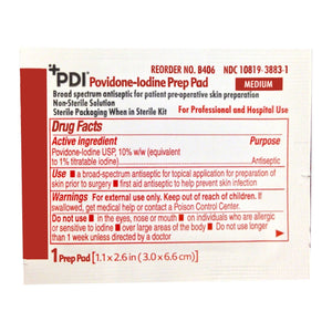 PDI Povidone-Iodine Prep Pad, 10% Strength, Non-Sterile, 1.1875" x 2.625" - B40600-Box - LL Medico