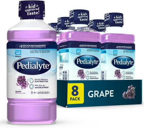 Pedialyte Classic Oral Electrolyte Solution, Grape Flavor, 33.8 oz - 00240-Case - LL Medico