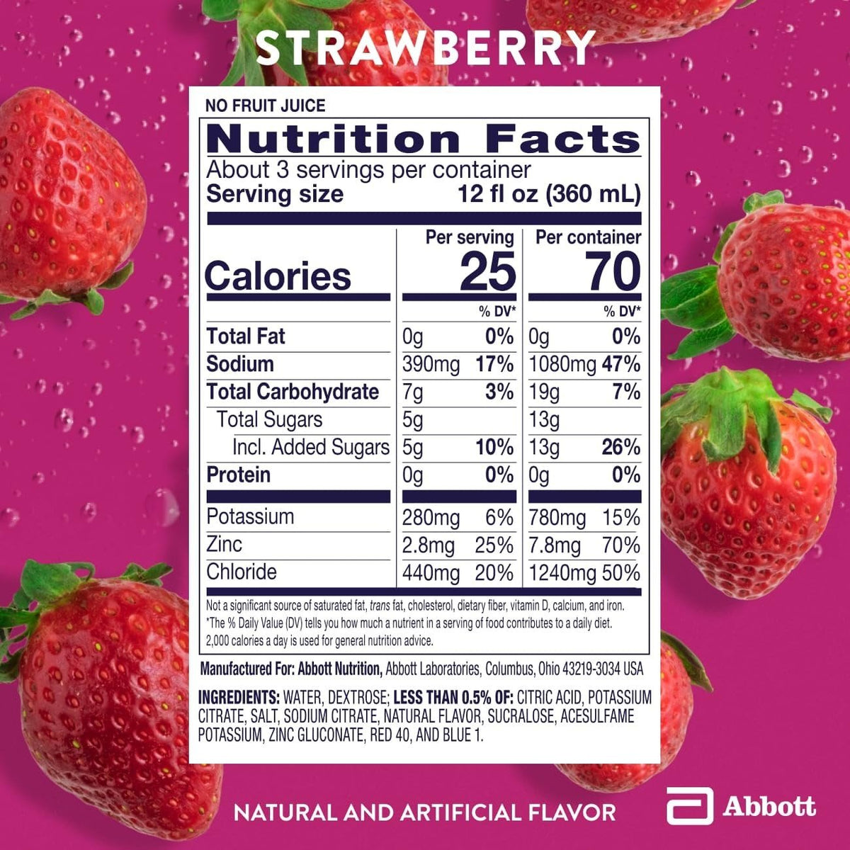 Pedialyte Electrolyte Solution, Strawberry, 33.8 oz - 53983-Single - LL Medico