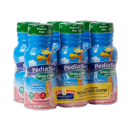 PediaSure Grow & Gain with Fiber Nutrition Shake, Strawberry, 8 oz - 56368-Case - LL Medico
