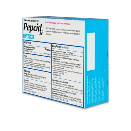Pepcid AC Original Strength Acid Reducer Tablets, Famotidine 10 mg - 16837087220-Box - LL Medico