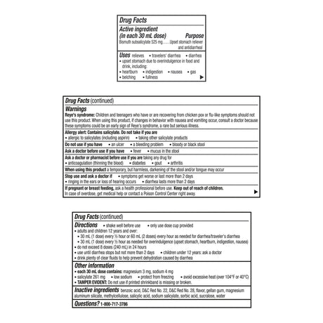 Pepto Bismol Original Liquid, Bismuth Subsalicylate 262 mg/15 mL - 37000003201-Single - LL Medico