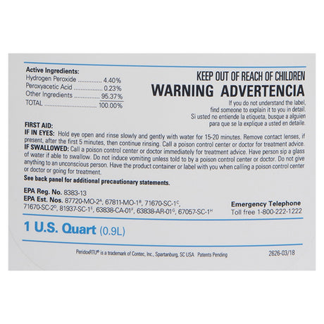 PeridoxRTU Sporicidal, Surface Disinfectant Cleaner, Peroxide Based, Liquid, Vinegar Scent, Sterile, 32 oz - CR85335IR-Single - LL Medico