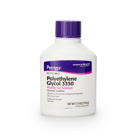 Perrigo Polyethylene Glycol 3350 Powder for Solution, 17.9 oz bottle front