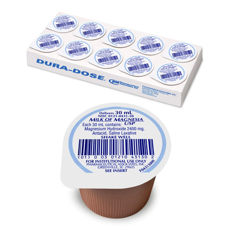 Pharma Tek Milk of Magnesia Oral Suspension, Magnesium Hydroxide 400 mg / 5 mL, Spearmint Flavor, 30 mL - 00121043130-Tray - LL Medico