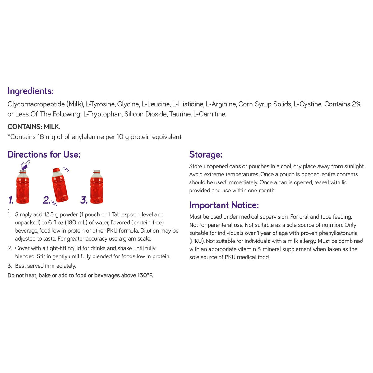 PhenylAde GMP Mix-In Oral Supplement Powder, Unflavored, 200 Gram - 201649-Single - LL Medico