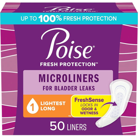 Poise Microliners, 1 Drop Lightest Absorbency, Long Length - 55387-Pack - LL Medico
