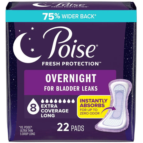 Poise Overnight Incontinence Pads, 8 Drops Extra Coverage, Regular Length - 54943-Pack - LL Medico
