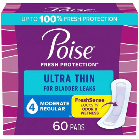Poise Ultra Thin Pads, 4 Drops Moderate Absorbency, Regular Length - 51397-Pack - LL Medico