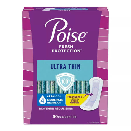 Poise Ultra Thin Pads, 4 Drops Moderate Absorbency, Regular Length - 51397-Pack - LL Medico