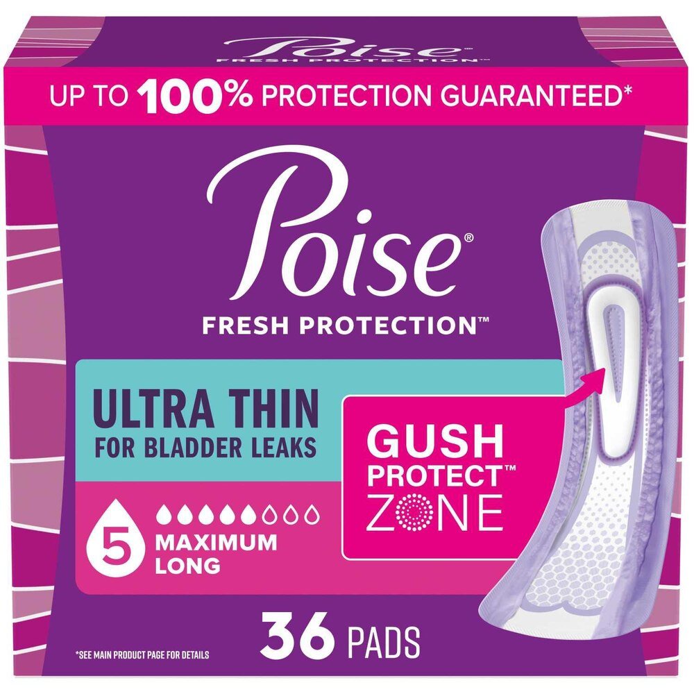 Poise Ultra Thin Pads, 5 Drops Maximum Absorbency, Long Length - 54352-Pack - LL Medico