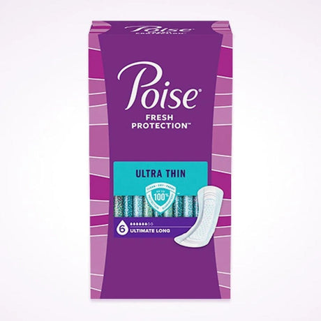 Poise Ultra Thin Pads, 6 Drops Ultimate Absorbency, Long Length - 54356-Pack - LL Medico