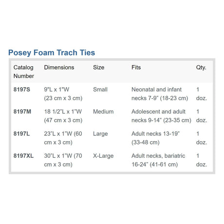 Posey Foam Tracheostomy Tube Holder, Adult, 1" x 23.5" - 8197L-Single - LL Medico