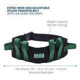 Posey Gait Belt with Handles, Black / Green Nylon, 54" - 6537Q-Single - LL Medico