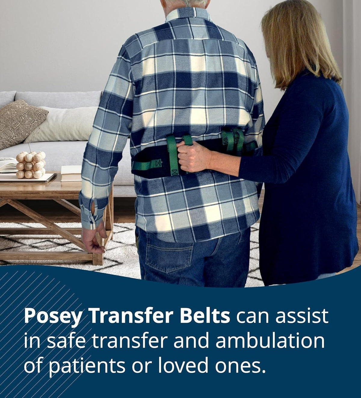 Posey Gait Belt with Handles, Black / Green Nylon, 54" - 6537Q-Single - LL Medico