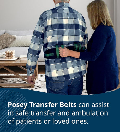 Posey Gait Belt with Handles, Black / Green Nylon, 54" - 6537Q-Single - LL Medico