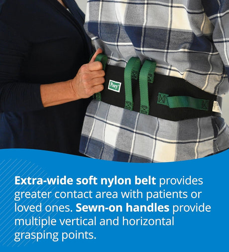 Posey Gait Belt with Handles, Black / Green Nylon, 54" - 6537Q-Single - LL Medico