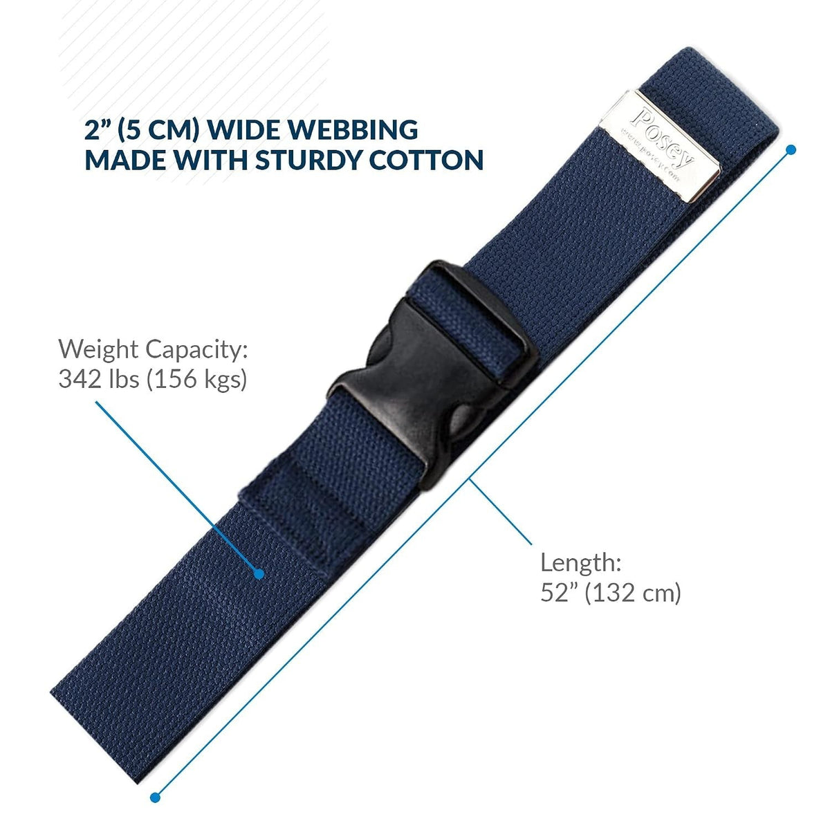 Posey Quick-Release Gait Belt, Navy Blue, 52" - 6528Q-Single - LL Medico