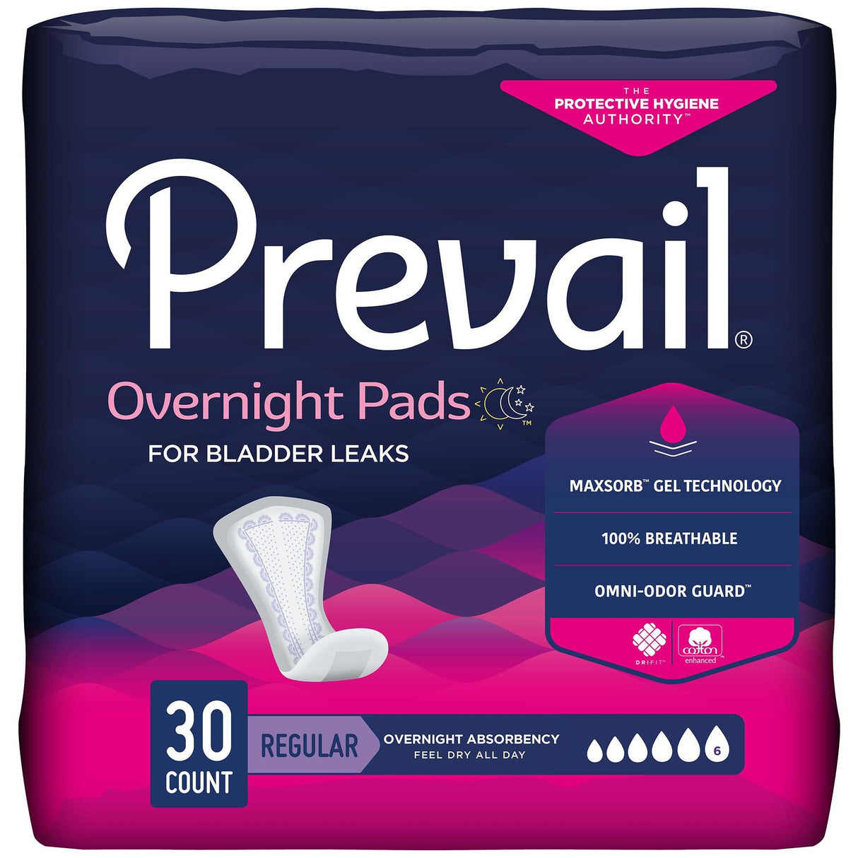 Prevail Overnight Bladder Control Pads - PVX120-Pack - LL Medico