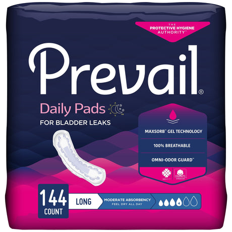 Prevail Women's Daily Bladder Control Pads, Moderate Absorbency - BC013-Case - LL Medico