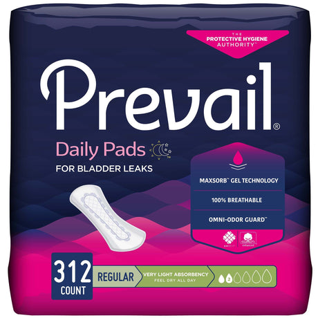 Prevail Women's Daily Bladder Control Pads, Very Light Absorbency - PV926-Case - LL Medico