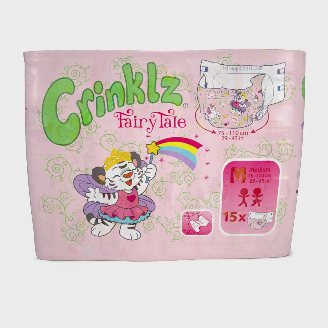 Crinklz Printed Adult Diapers w/ Plastic Backing, Fairy Tale Print