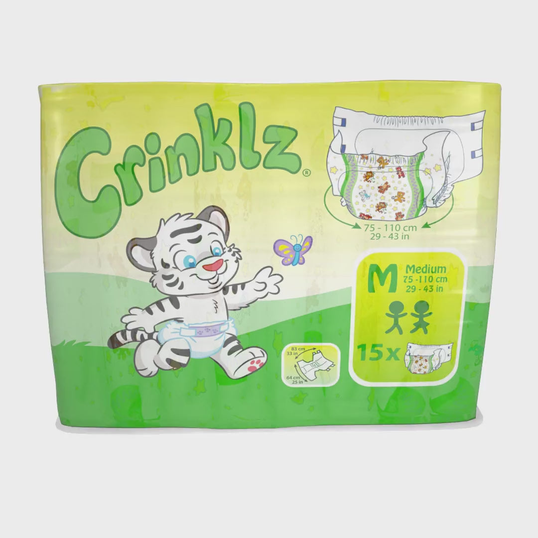 Crinklz Printed Adult Diapers w/ Plastic Backing, Original Print