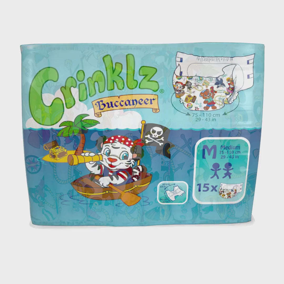 Crinklz Printed Adult Diapers w/ Plastic Backing, Buccaneer Print