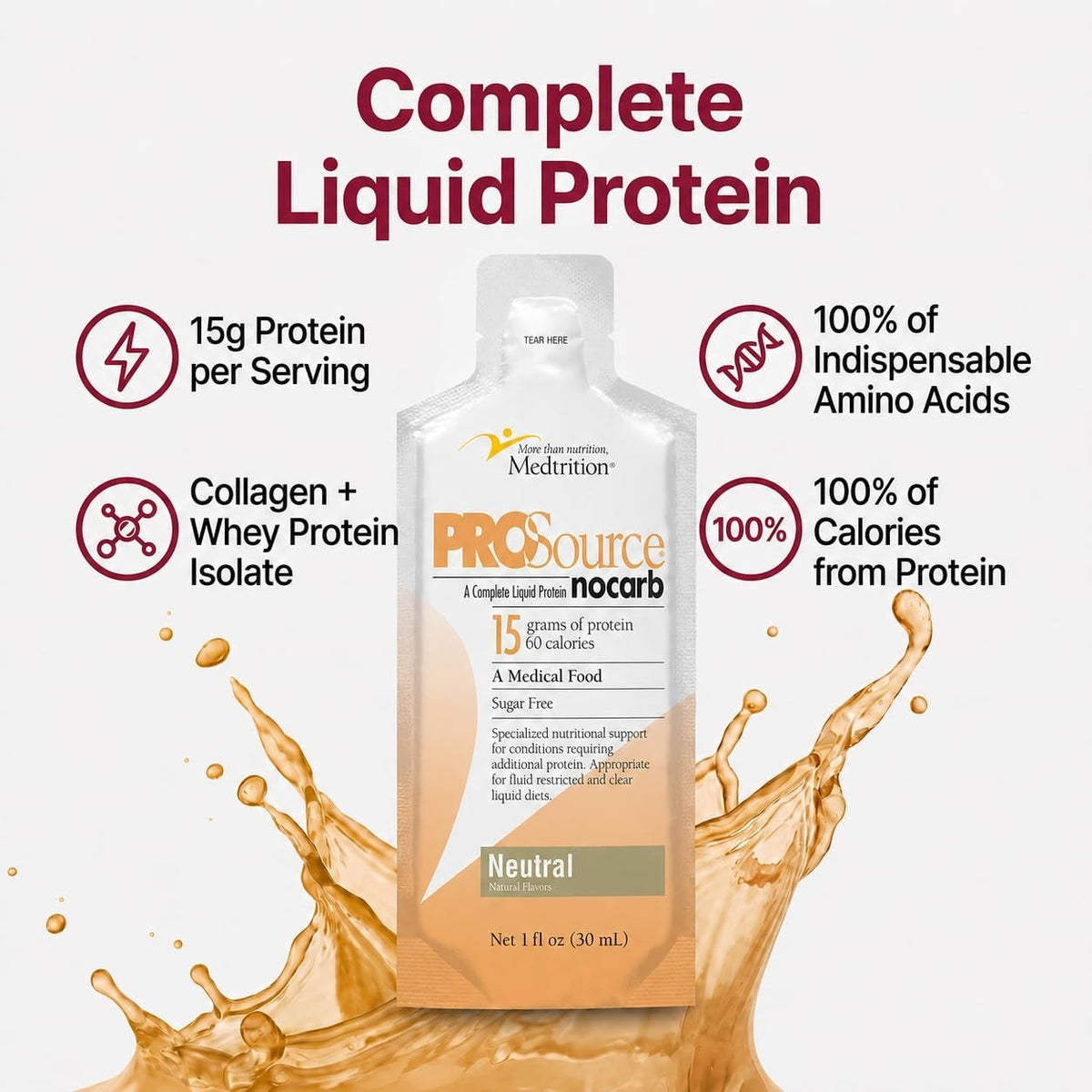 ProSource NoCarb Liquid Protein Supplement, Unflavored, 1 oz - 11476-Single - LL Medico