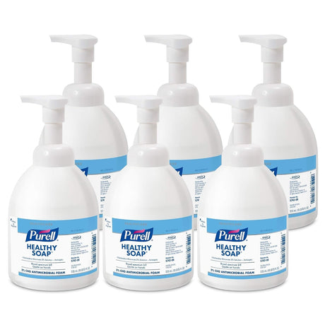 Purell Healthy Soap Antimicrobial Foam Handwash, 2% CHG, Unscented, 18 oz Bottle, Case of 6 - 5742-06-Case - LL Medico