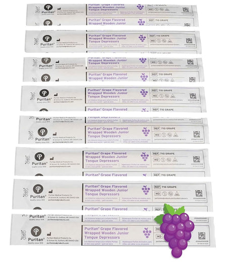 Puritan Grape Flavored Junior Wood Tongue Depressor, 5.5" - 710GRAPE-Box - LL Medico