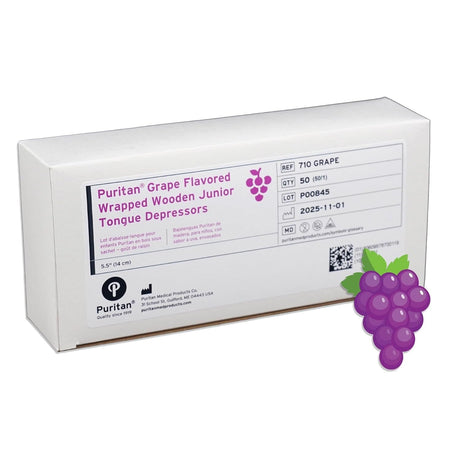 Puritan Grape Flavored Junior Wood Tongue Depressor, 5.5" - 710GRAPE-Box - LL Medico