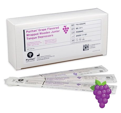Puritan Grape Flavored Junior Wood Tongue Depressor, 5.5" - 710GRAPE-Box - LL Medico