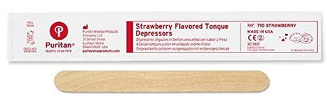 Puritan Junior Wood Tongue Depressor, Strawberry Flavored, 5.5" - 710STRAWBERRY-Box - LL Medico