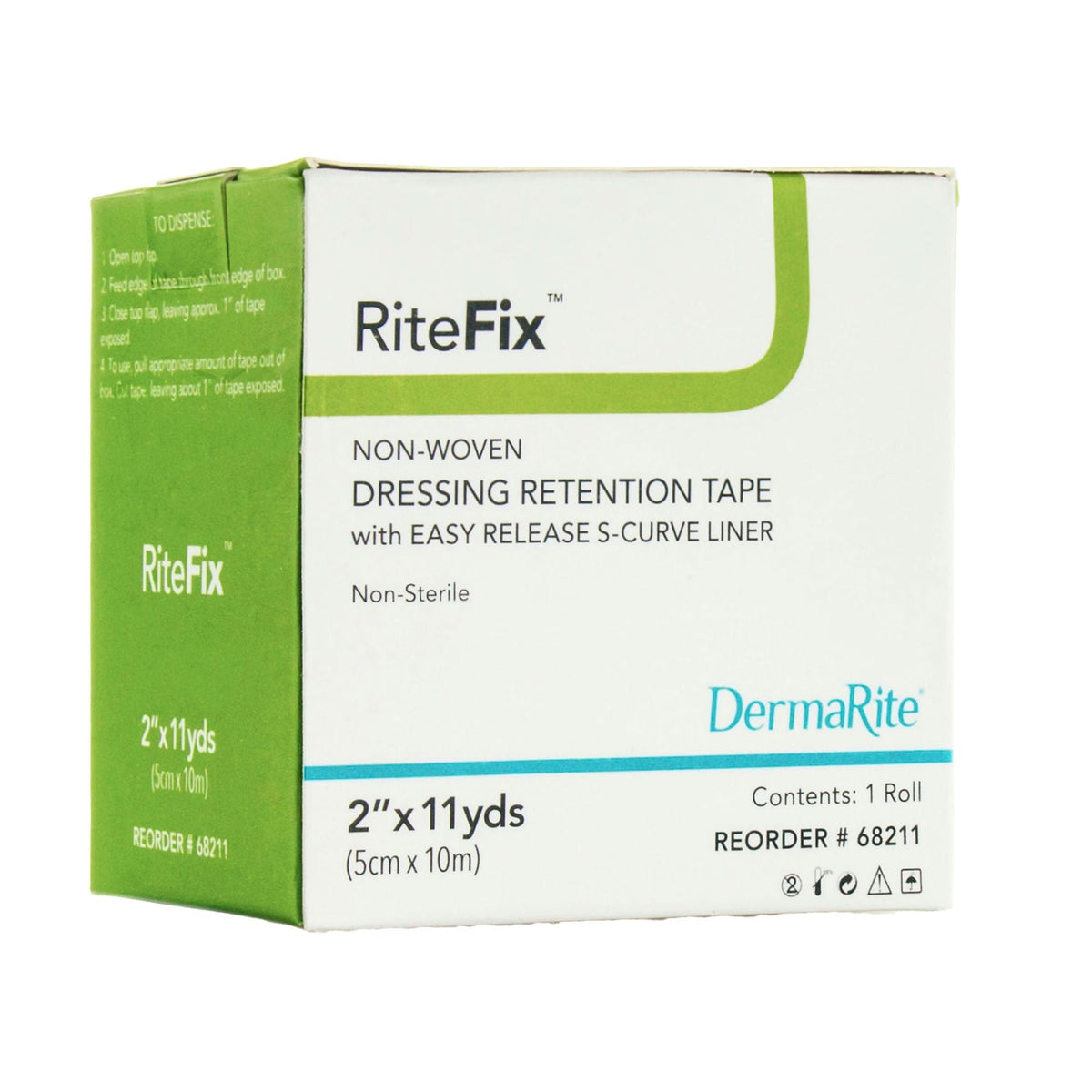 RiteFix Nonwoven Dressing Retention Tape, Non-Sterile, 2" x 11 Yard, White - 68211-Box - LL Medico