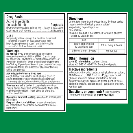 Robitussin Adult Cough + Chest Congestion DM, Maximum Strength, Rasberry Flavor - 00031875712 - LL Medico