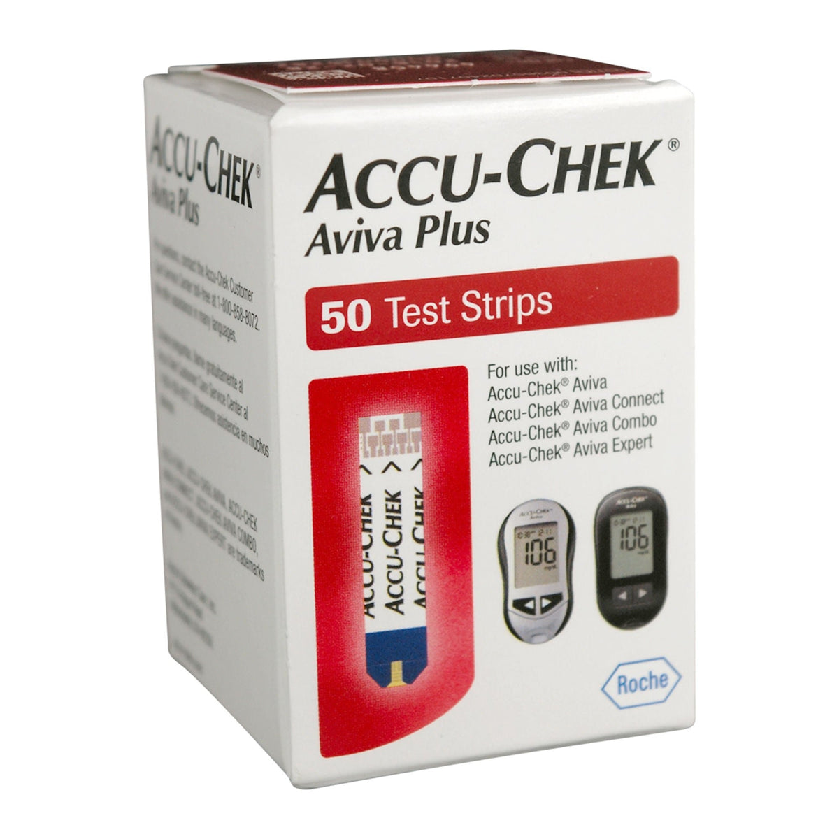 Roche Accu-Chek Aviva Plus Blood Glucose Test Strips, 50 Count - 06908217001-Vial - LL Medico