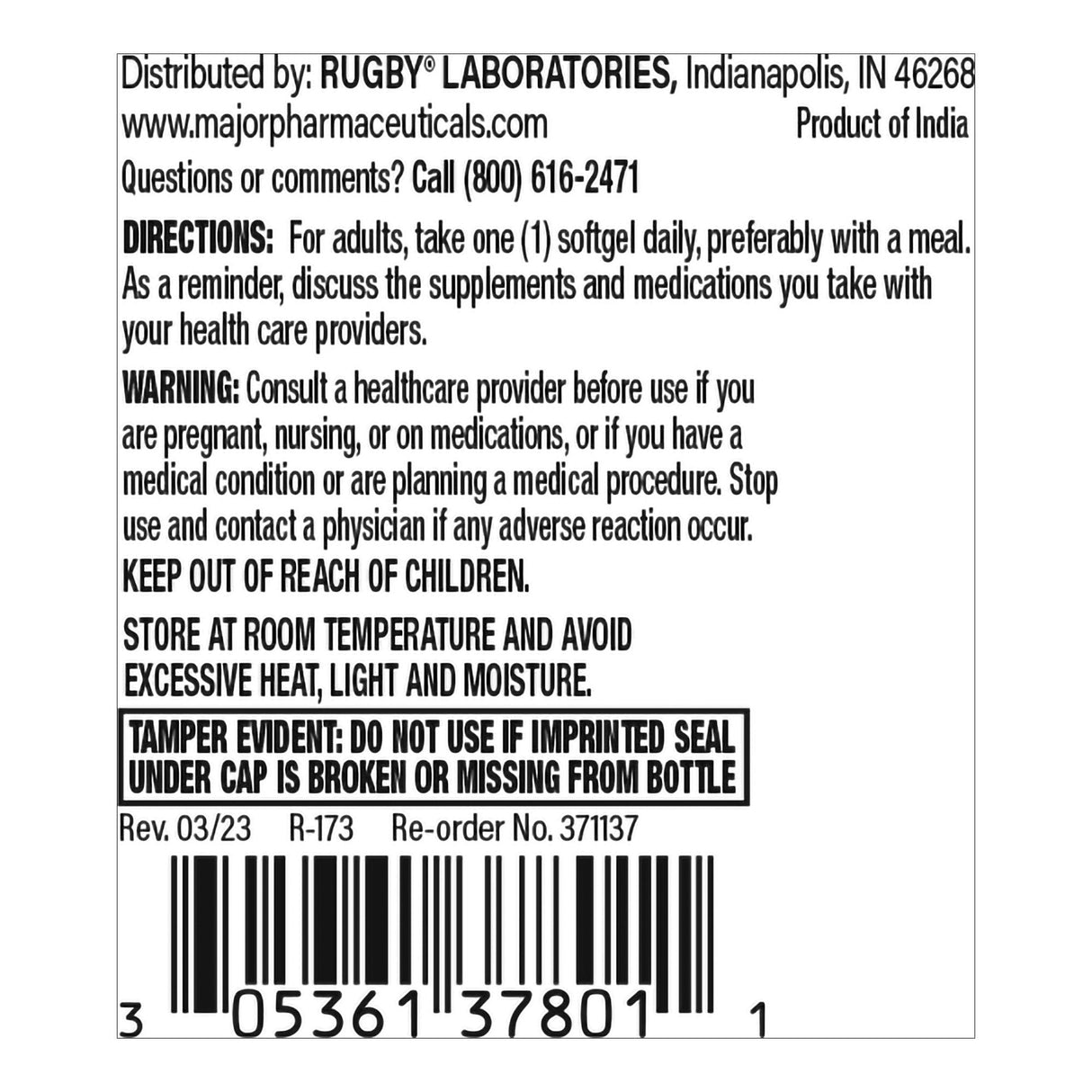 Rugby B - Complex Dietary Supplement, 100 soft gels - 536137801 - LL Medico