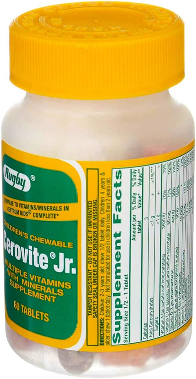 Rugby Cerovite Jr. Children’s Multivitamin Supplement, 60 tablets - 00536344308 - LL Medico